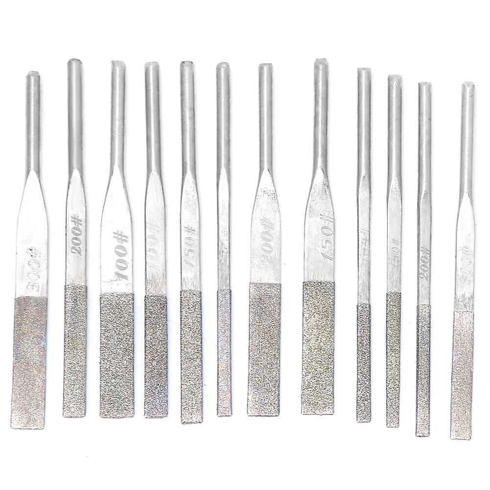 12pcs 3mm Shank Taper Machine Diamond Files for Reciprocating Grinding, Ideal for Metal
