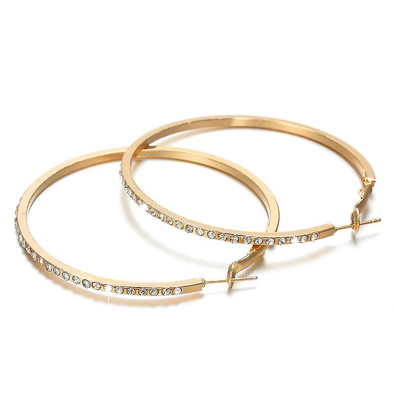 Chunky Gold-Tone Crystal Hoops