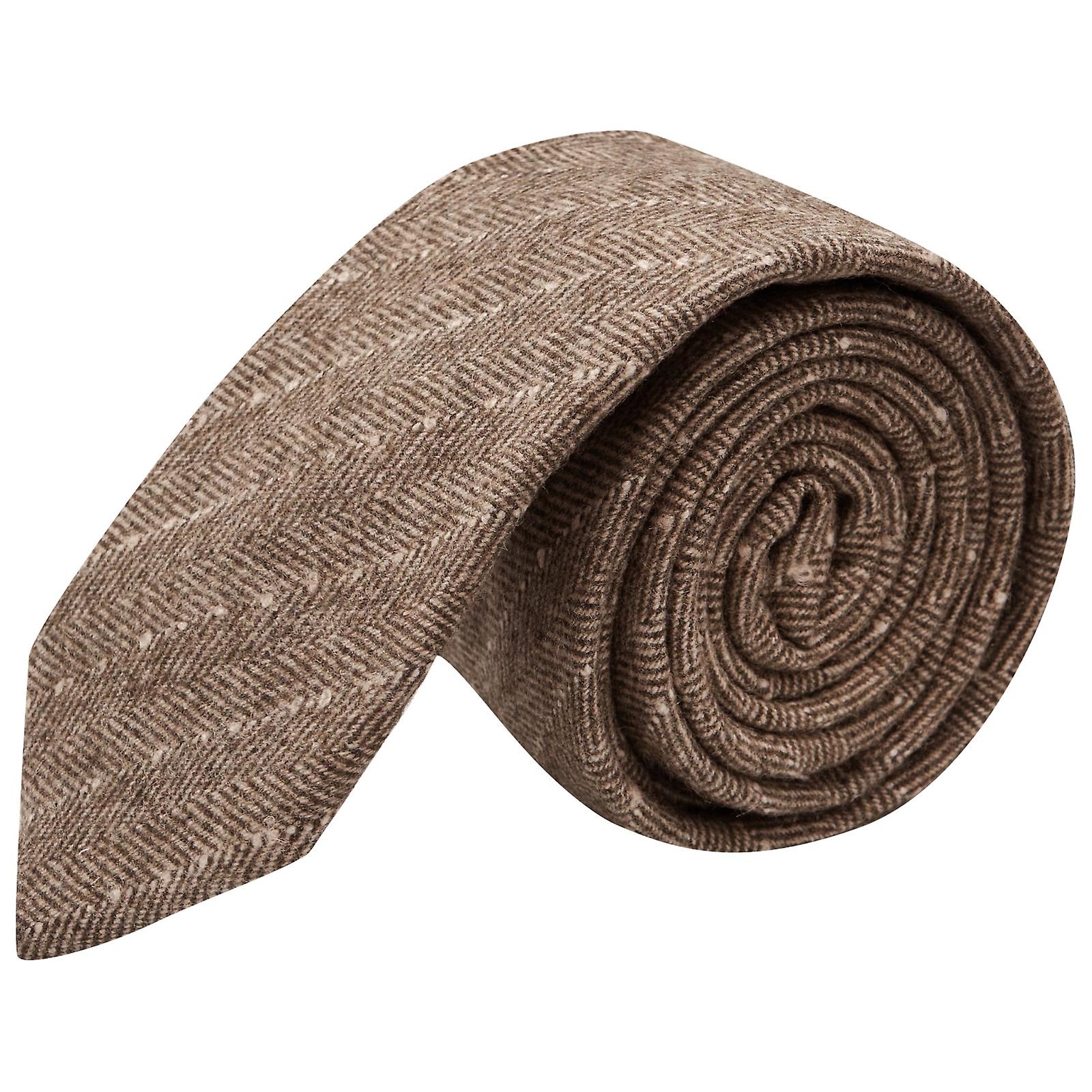 Saddle Brown Herringbone with Pinstripe Tie