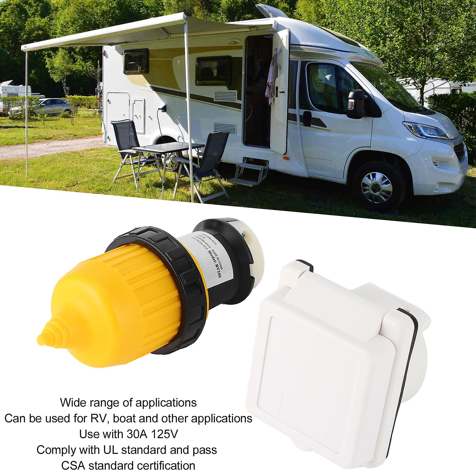 3-Pack 30A RV Power Outlet Kit, Cord End Connector, US Twist Lock Plug with Waterproof Cover