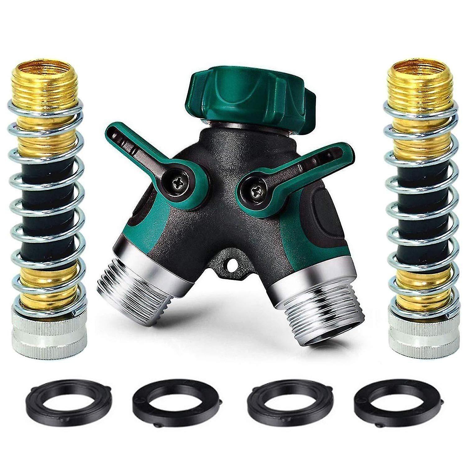 2 Way Garden Hose Splitter, Outdoor Utility Y Valve Hose Connector, Comfortable Rubberized Grip Fauc
