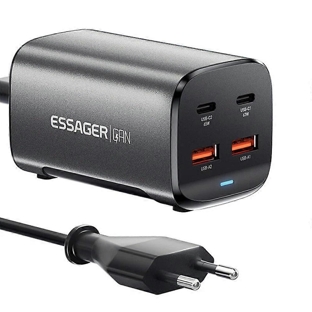 67W 4-port Gan Usb Pd Charger: 2 Usb-a & 2 Usb-c, Fast Charging, Eu/us Plug, 1m Cable