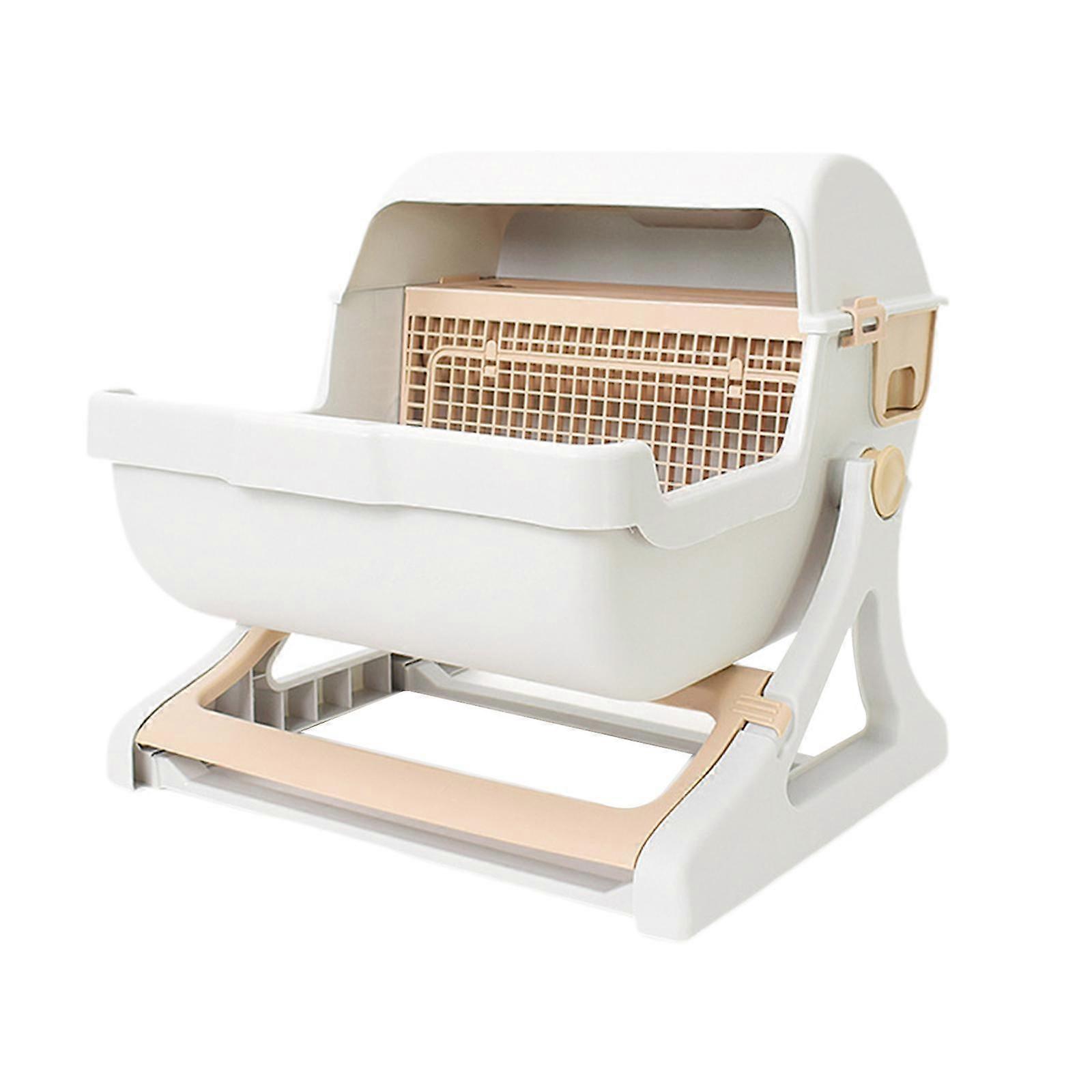 Pet Semi Automatic Quick Cleaning Cat Litter Case Pet Cat Litter Case Beige