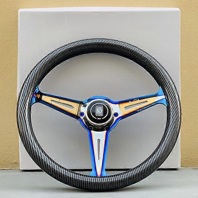 סיבי פחמן אוניברסליים נראים אלומיניום 14 אינץ ' גלגל הגה סחף ספורט הגה כחול שרוף | |