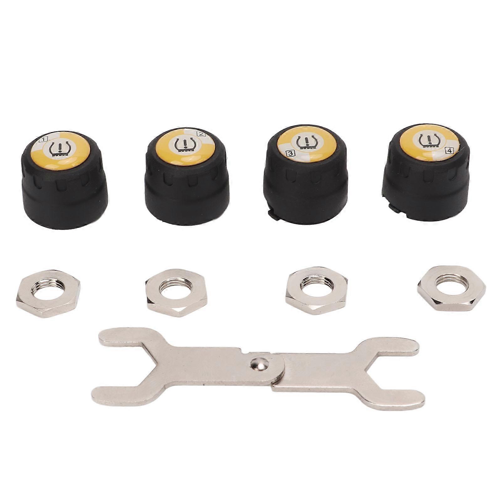 4pcs Tire Pressure Monitoring Sensor IP67 Waterproof Phone APP Display Bluetooth Real Time TPMS for Vehicles E2U211