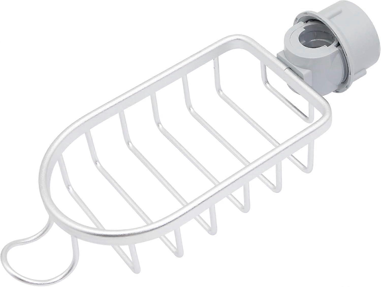 Kitchen Faucet Sponge Holder, Sink Caddy Organizer, Space Aluminum Soap Dish Brush Rack Hanging for Kitchen & Bathroom Accessories (silver)