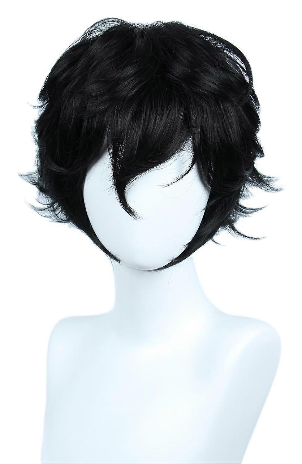 Short Black Layered Cosplay Wig Halloween Costume Wig for Men
