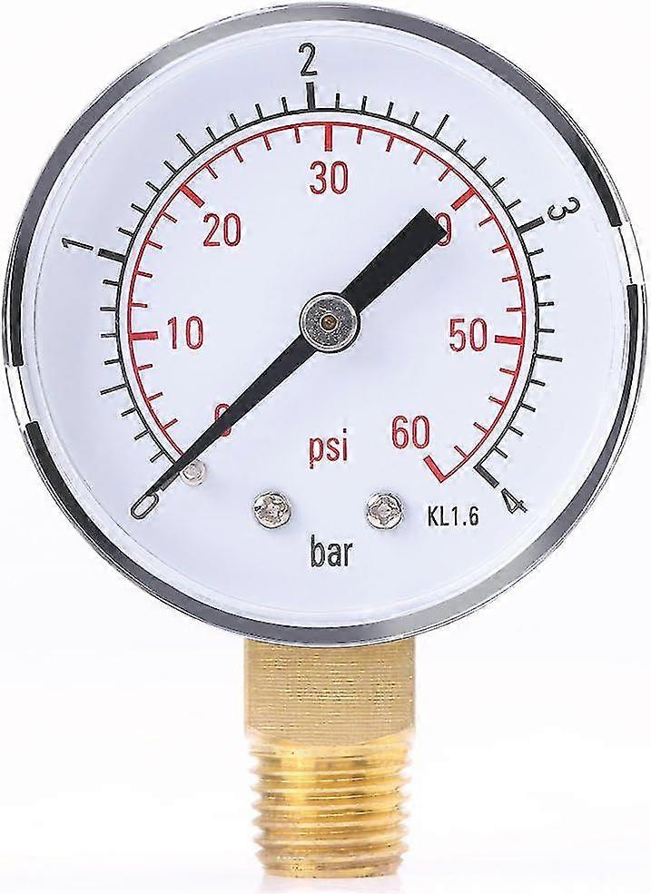 Manometer för luftolja eller vatten 0-4bar / 0-60psi NPT, 1/4 "NPT bottenfäste