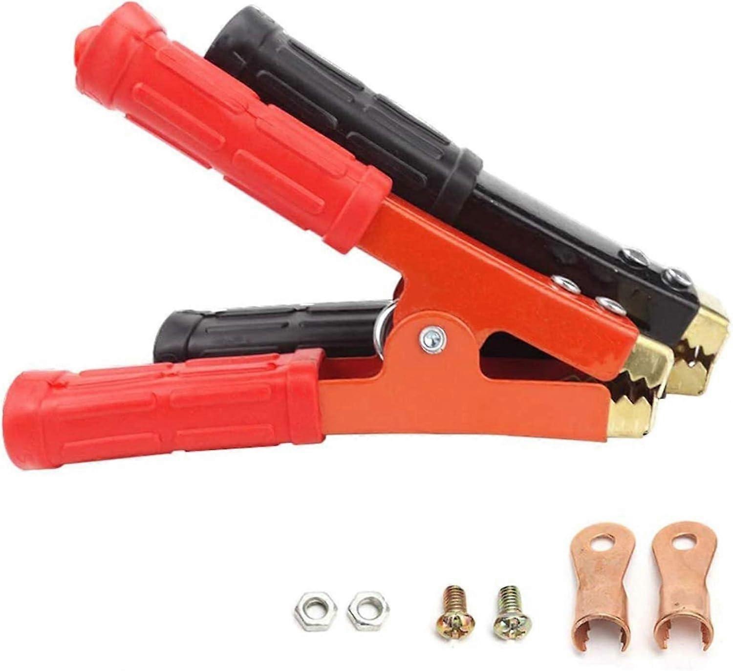 2 قطعة بطارية المشابك 800A التمساح المعدني المشابك معزولة مقاطع البطارية مع مقبض بلاستيكي للقفز