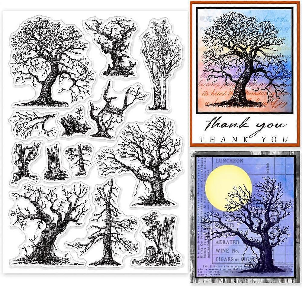 Trees Trunk Nature Clear Stamps for Card Making Tree Trunk Clear Silicone Stamp 21x14.8cm Dead Trees Silicone Transparent Seal Stamps for DIY Scrapboo