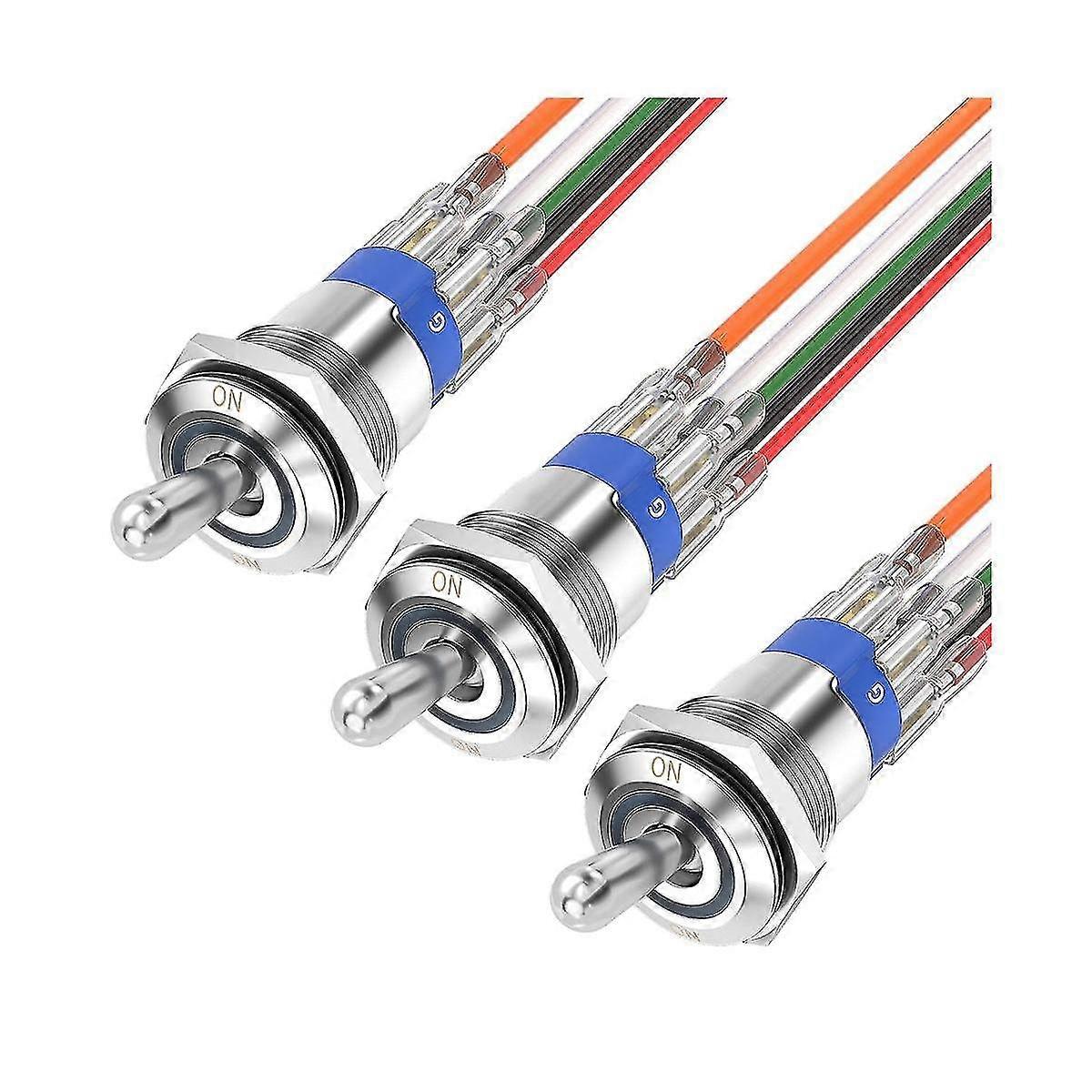 3pcs Toggle Switch Rgb Led Marine Toggle Switch 12v 20a Metal Toggle Rocker Switch Illuminated For