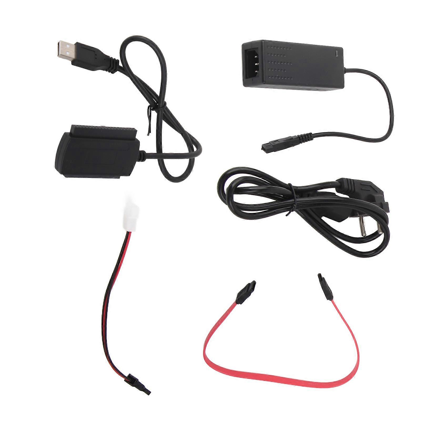 SATA PATA IDE DRIVE TO USB محول 2.0 محول كابل لمحرك الأقراص الصلبة HDD 2.5in 3.5in مع طاقة تيار متردد خارجية 100 إلى 240 فولت قابس الاتحاد الأوروبي