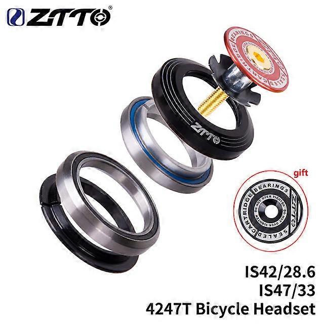 4247T MTB Road Bike Headset 42mm 47mm CNC 1 1/8"-1 1/4"Tapered Tube fork IS42 47 Integrated Angular Contact Bearing