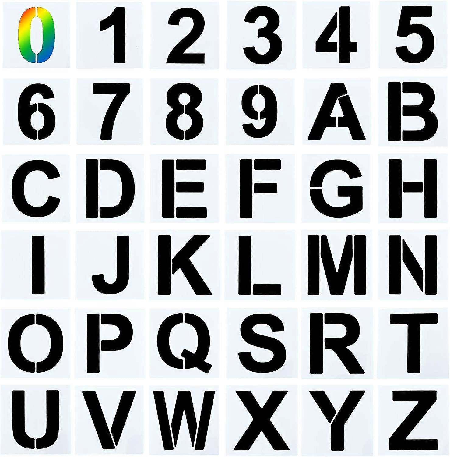 36Pcs Letter Stencils 4 inch Alphabet Templates Reusable Plastic Number Stencils for Painting
