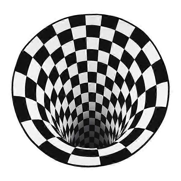 Store 31,5 tommer 3D-printede runde hvirvelillusionsområder tæppe, tæppe gulvdør måtte skridsikker til stue soveværelse kontor sort