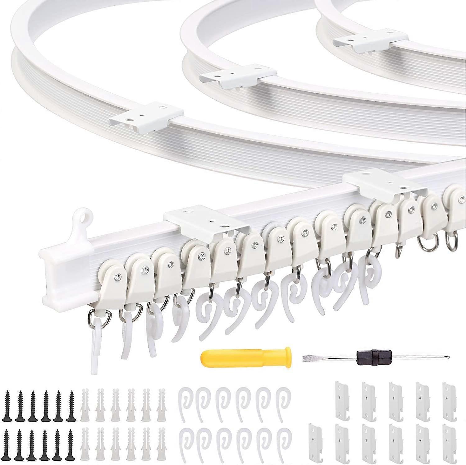 Ceiling Curtain Track Kit, 3.5M Foldable Ceiling Track, Flexible Curtain Track with 26 Curtain Hooks and 26 Pulley for Home Bedroom Window Bathroom Of