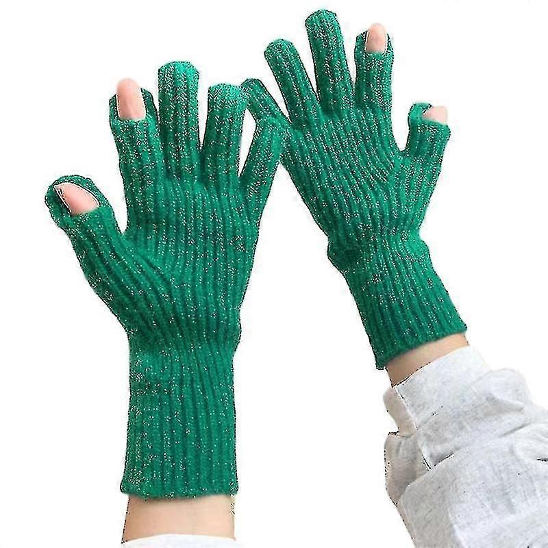 Solid Color Knitted Gloves Winter Windproof Half Finger Touchscreen Gloves