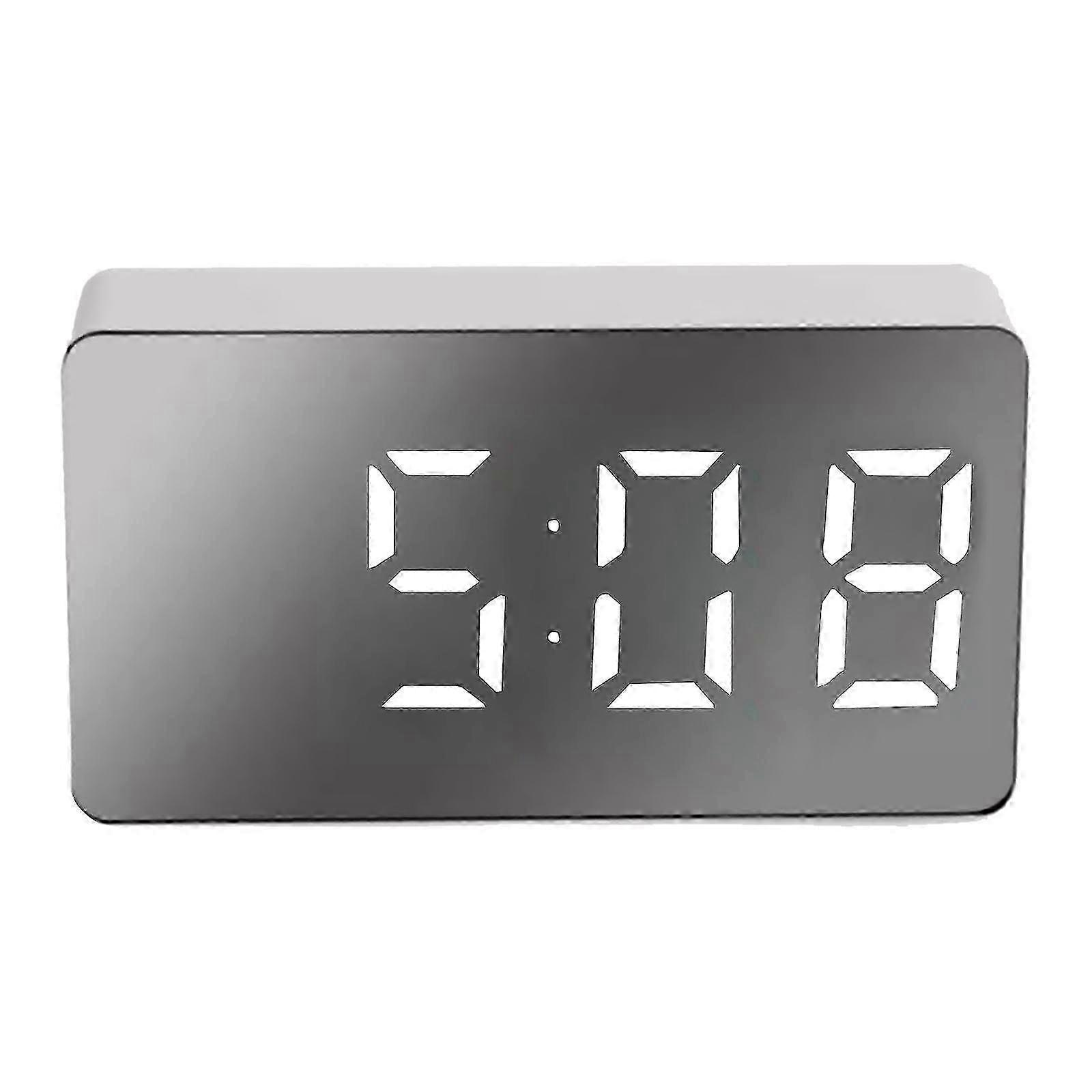 Usb Digital Led Mirror Alarm Clock Date Temperature Multifunctional Display New Ft