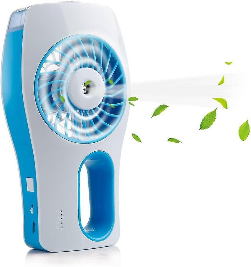 מיני מאוורר עם מאוורר יד מקרר. מאוורר יד עם מכשיר תרסיס מים