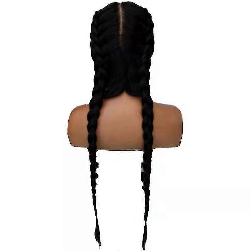 new double braid wig women black double ponytail twist braid front lac