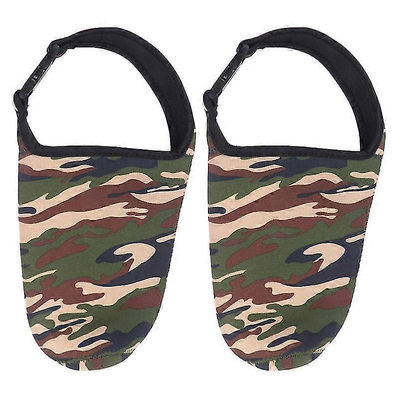 2pcs camouflage printed portable cup sleeve holder environmental neoprene water bottle sleeve with handle for outdoor(camouflage)