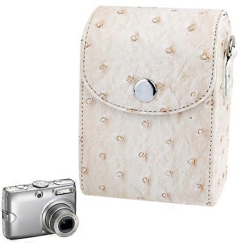 Ostrich Skin Texture Universal Mini Leather Camera Bag with Strap