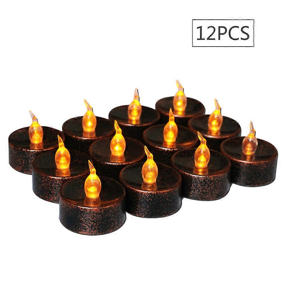 12pcs Tea Lights Electric Timer Battery Operated Flameless Flickering Warm White LED Candles
