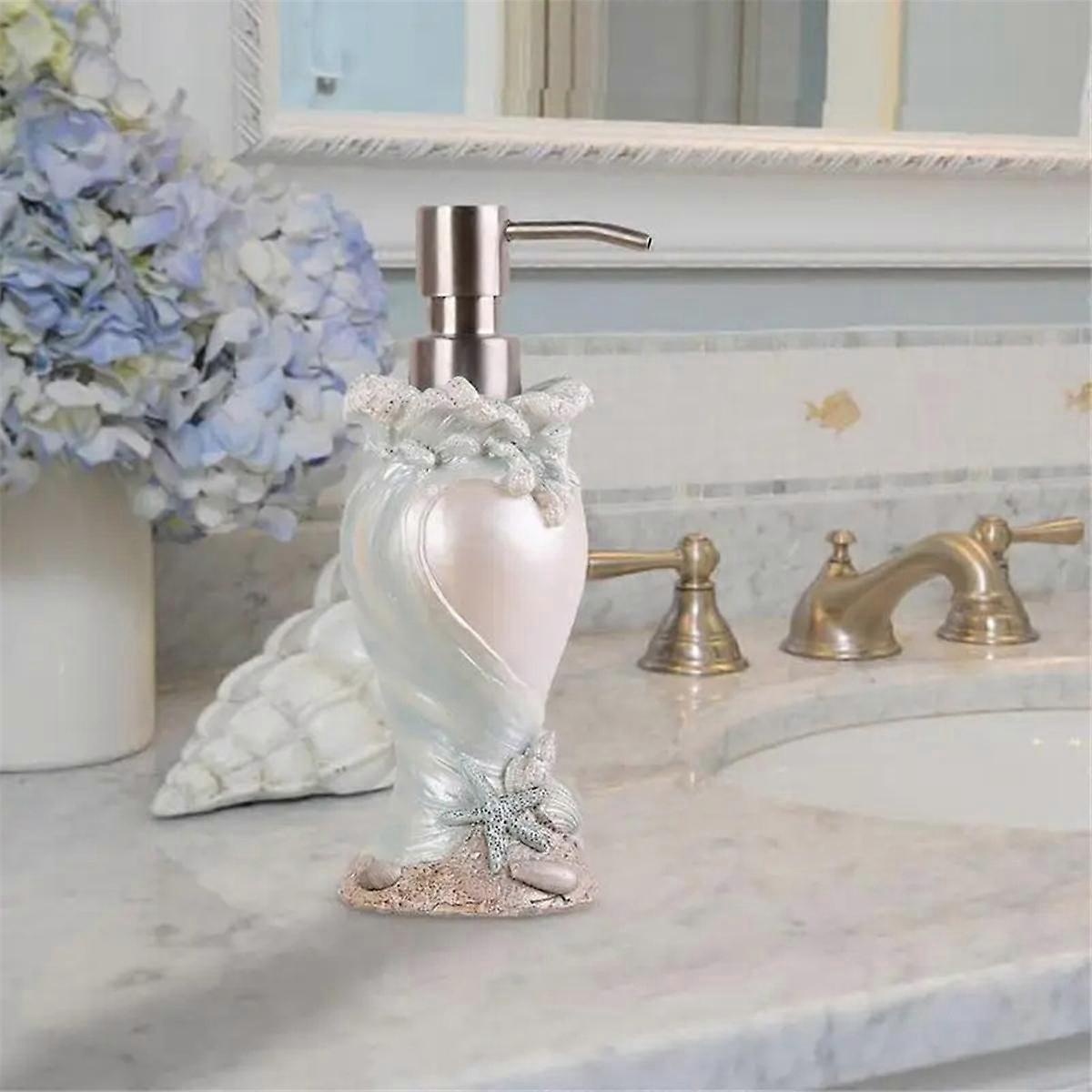 Seashells Soap Dispenser 14oz Seashells Design Soap Dispenser Soap Pump Bottles with Rust Proof Sta