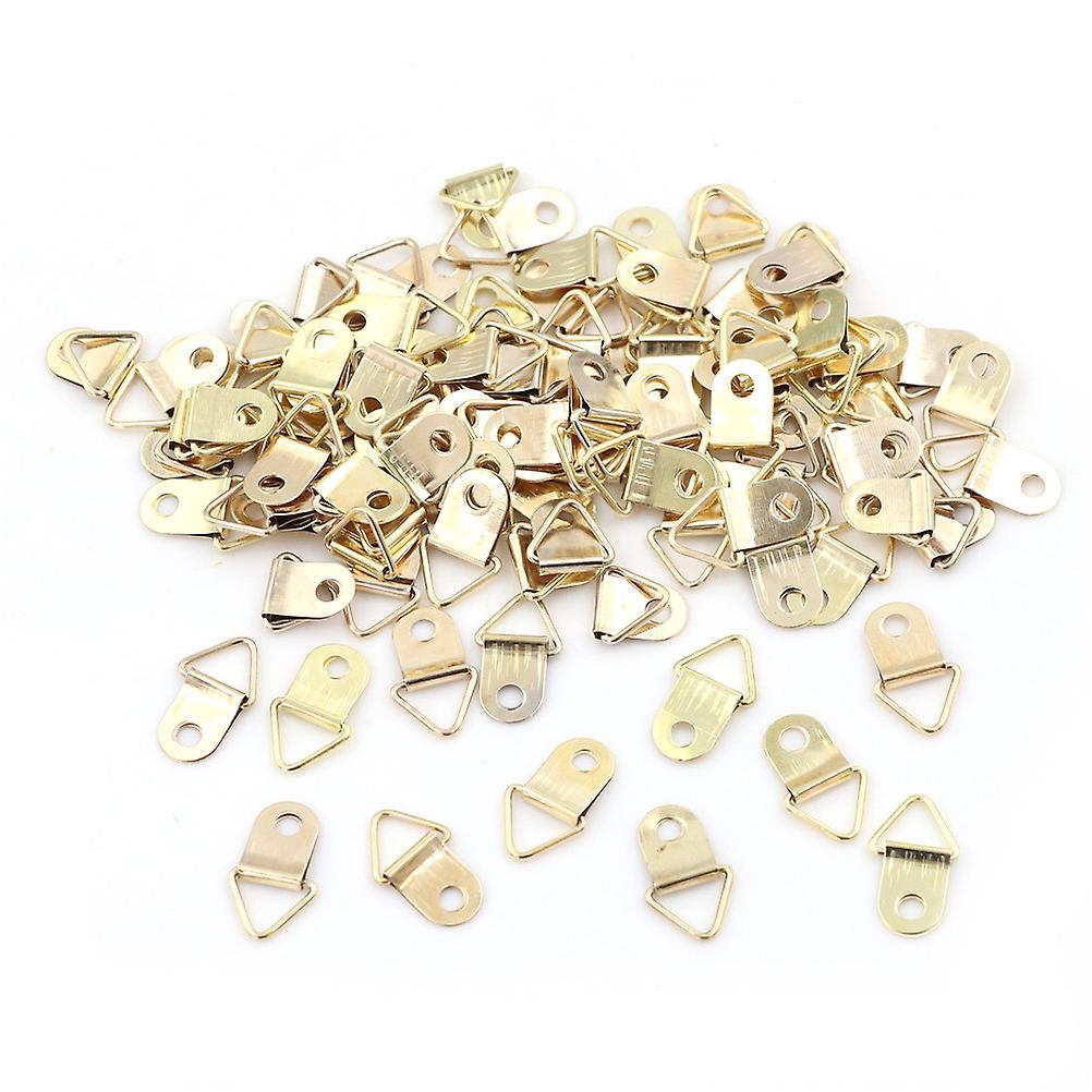 10/100PCS Golden Triangle D-Ring Hanging Picture oil Painting Mirror Frame Hooks Hangers