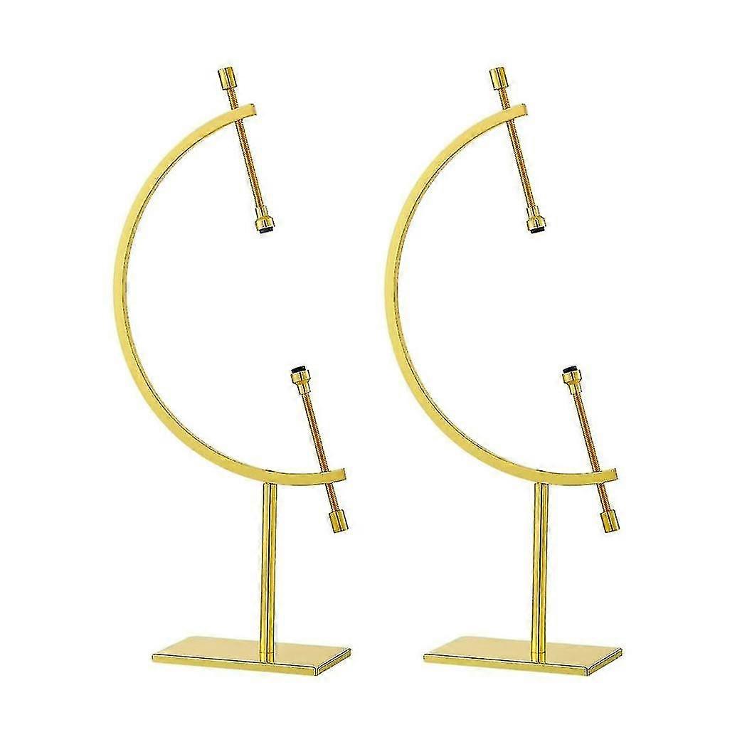 2 Pcs Golden Toned Sphere Holder Metal Caliper Stand Caliper Style Crystal Display Stand For Minera