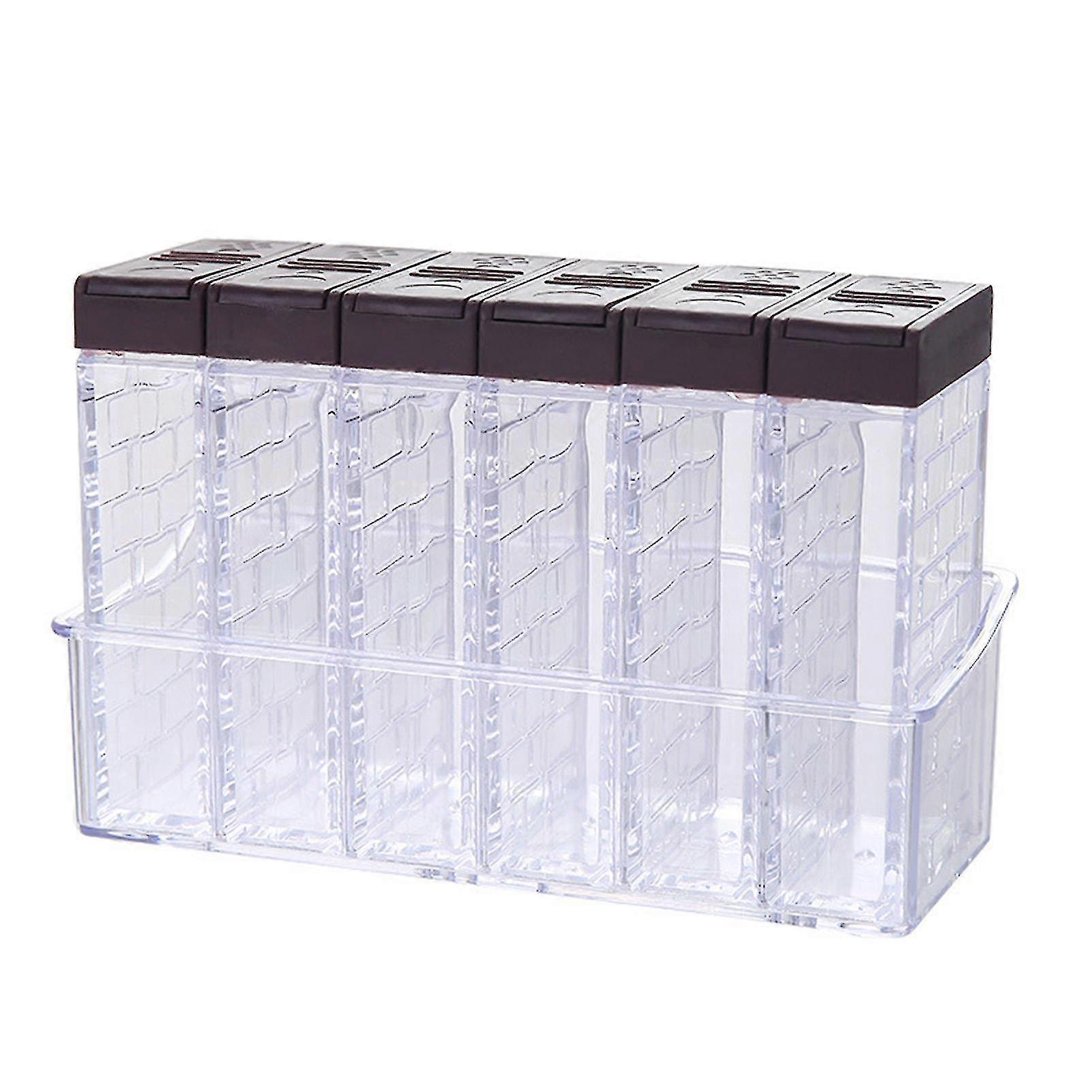 Opening Cover Spice Jar Two-way Transparent Seasoning Shaker With Lid And Tray Spice Container For Kitchen(1ets)