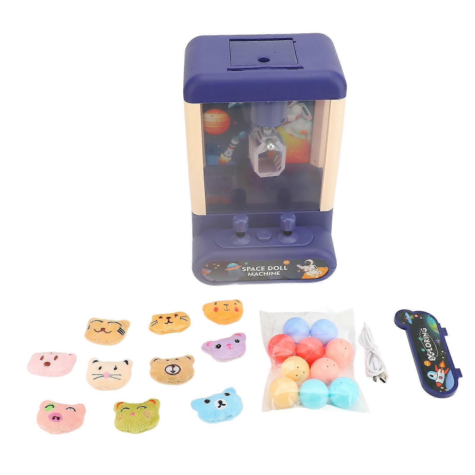 Kids Claw Machine Improve Eye Hand Coordination Interactive 10 Dolls and 10 Capsules Doll Grabber Machine Toy for Family Party