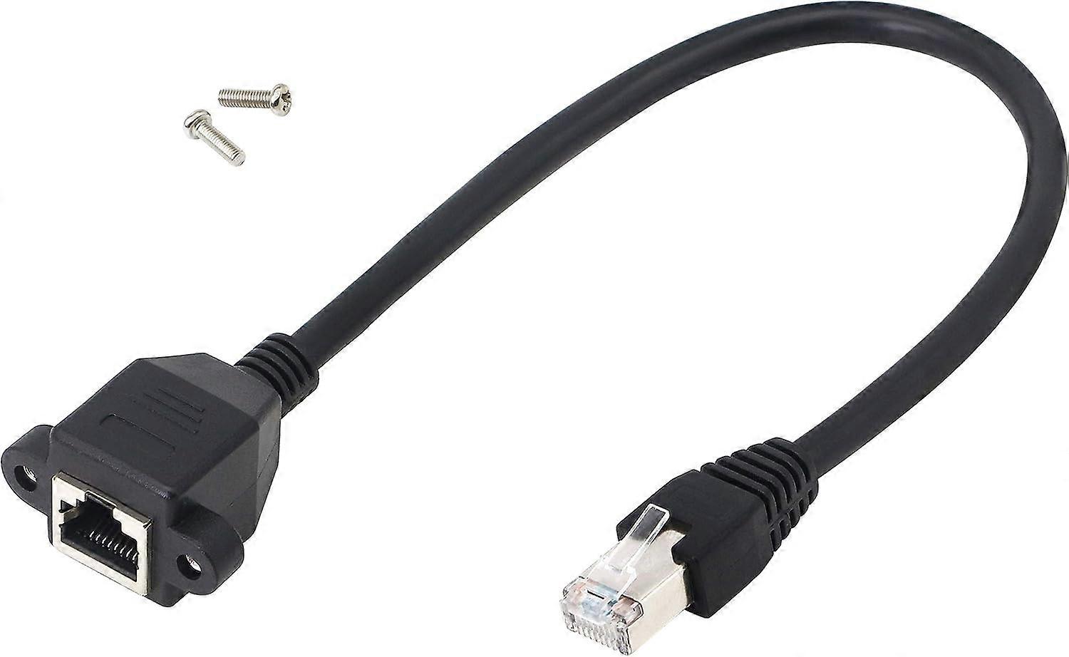 10" Cat6e RJ45 M/F Shielded Ethernet Network Screw Surround Extension Cable