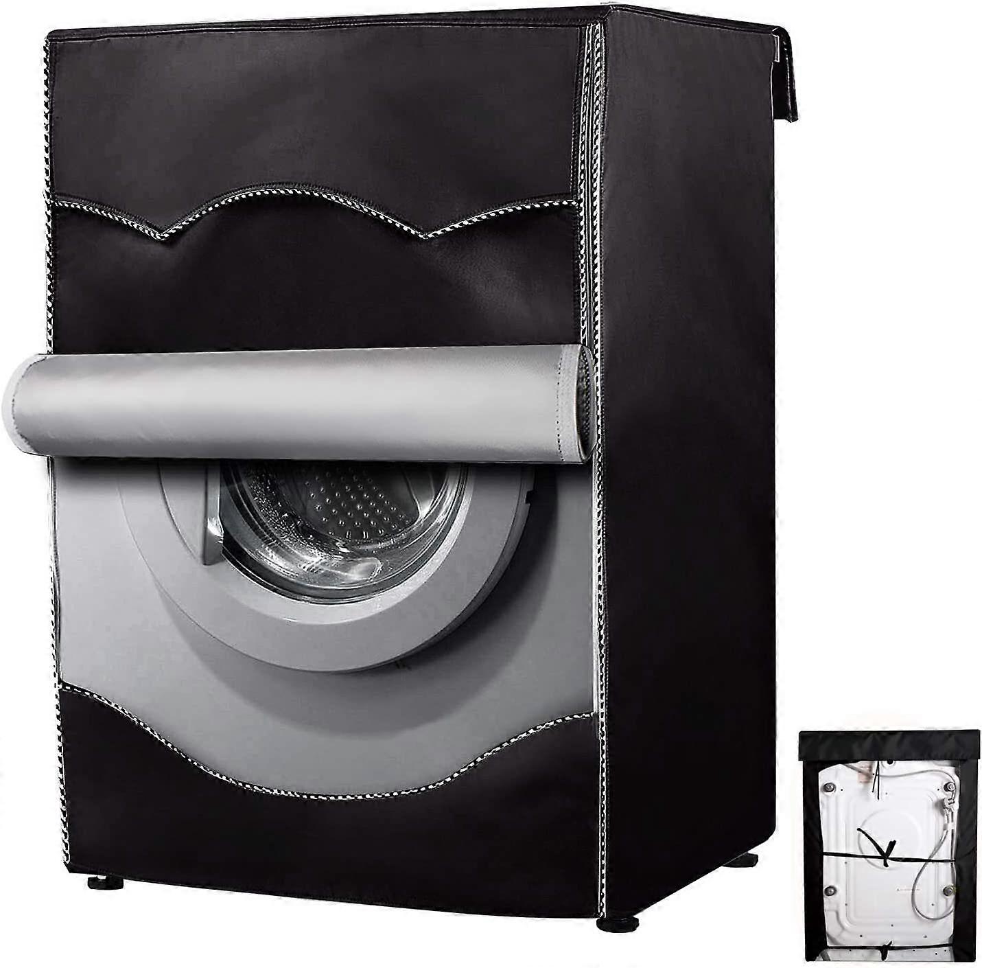 Front Loading Washing Machine Protective Cover - Waterproof, Dustproof (XL60x64x85CM) Black