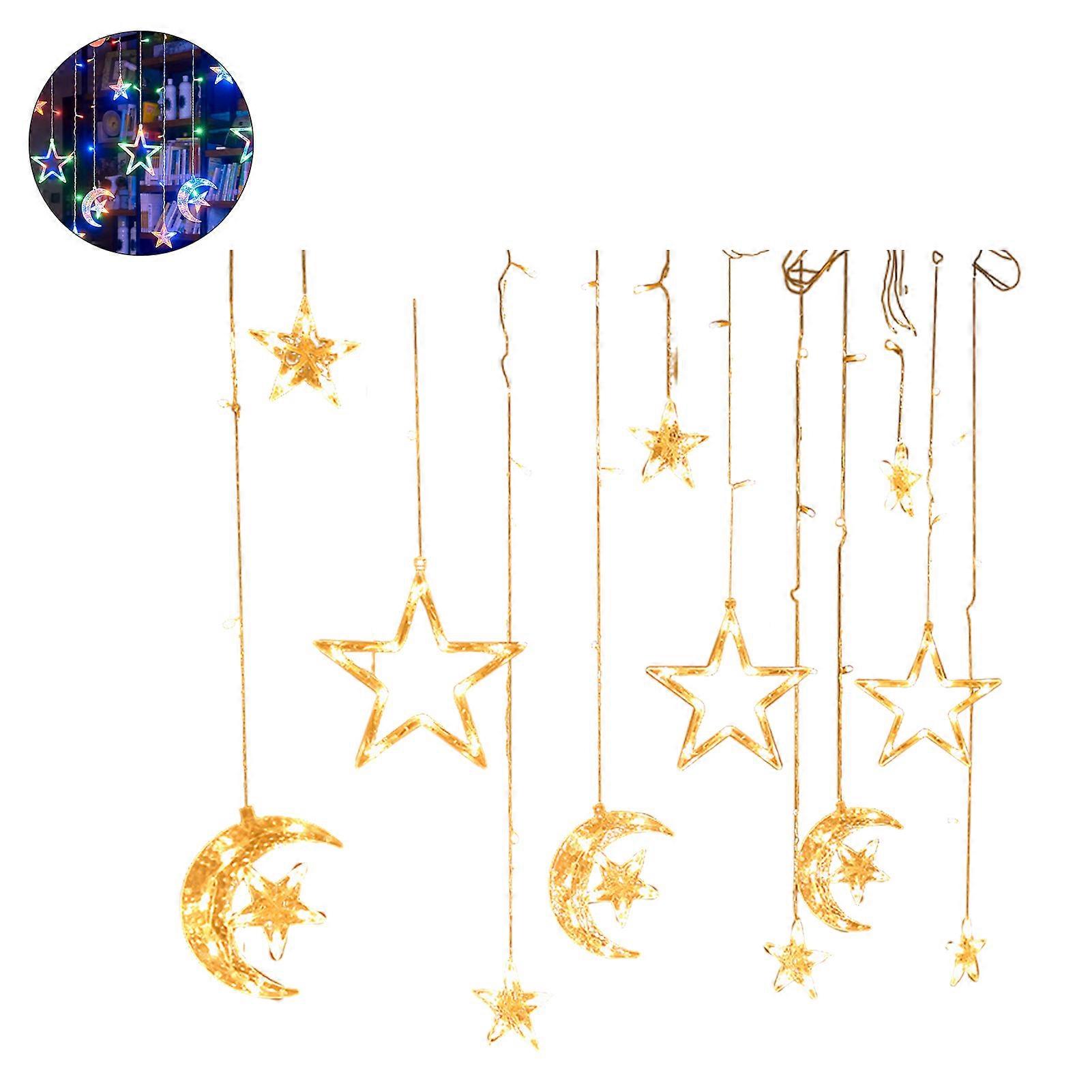 LED Fairy Star Moon String Light Adjustable Brightness Multiple Light Modes USB Powered Decorative Light Window Wall Decor