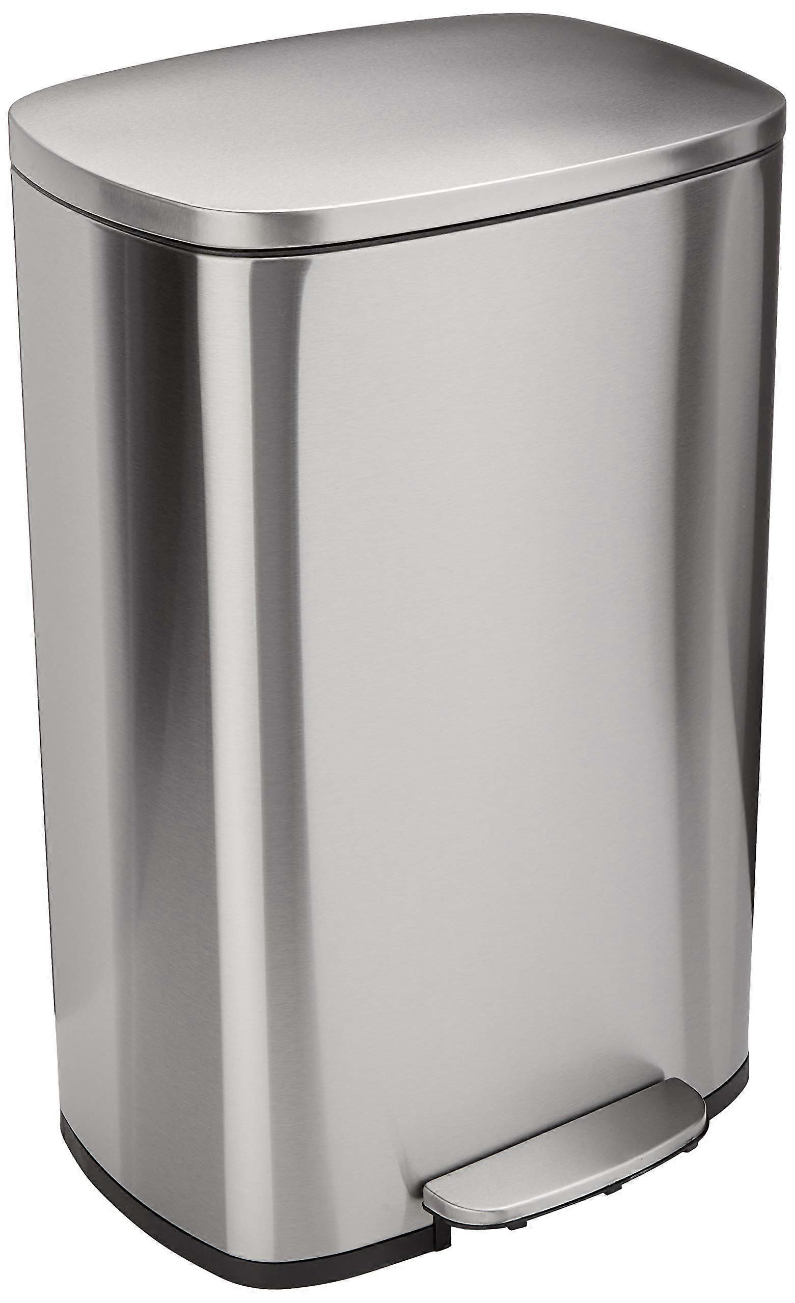 Rectangular Soft-Close Trash Can - 50 L - Satin Nickel