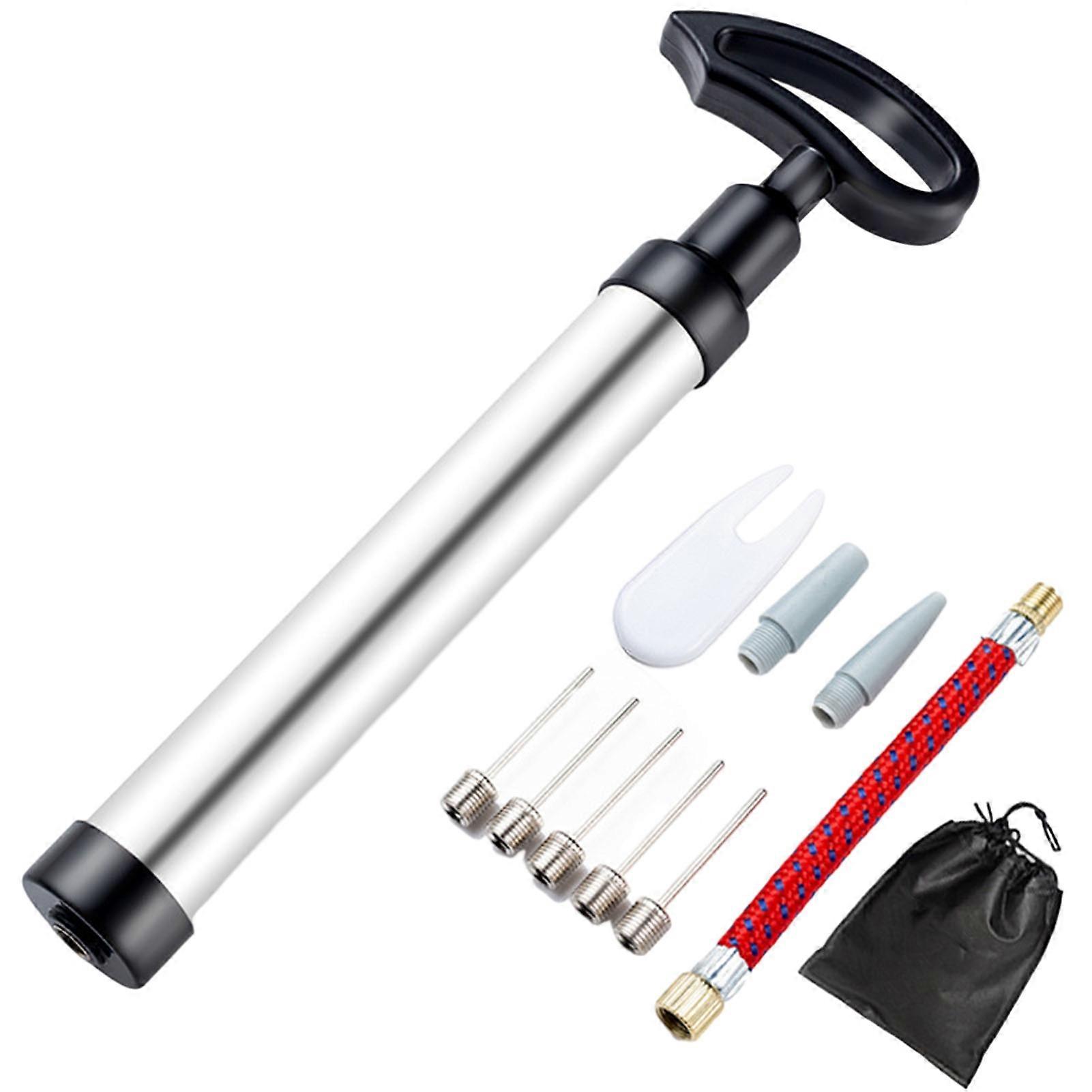 1 Set Basketball Pump with Needles Nozzle Extension Hose Aluminum Alloy Tube Ergonomic Fast Air Inflator for Football Rugby Balls Swimming Ring KAESI