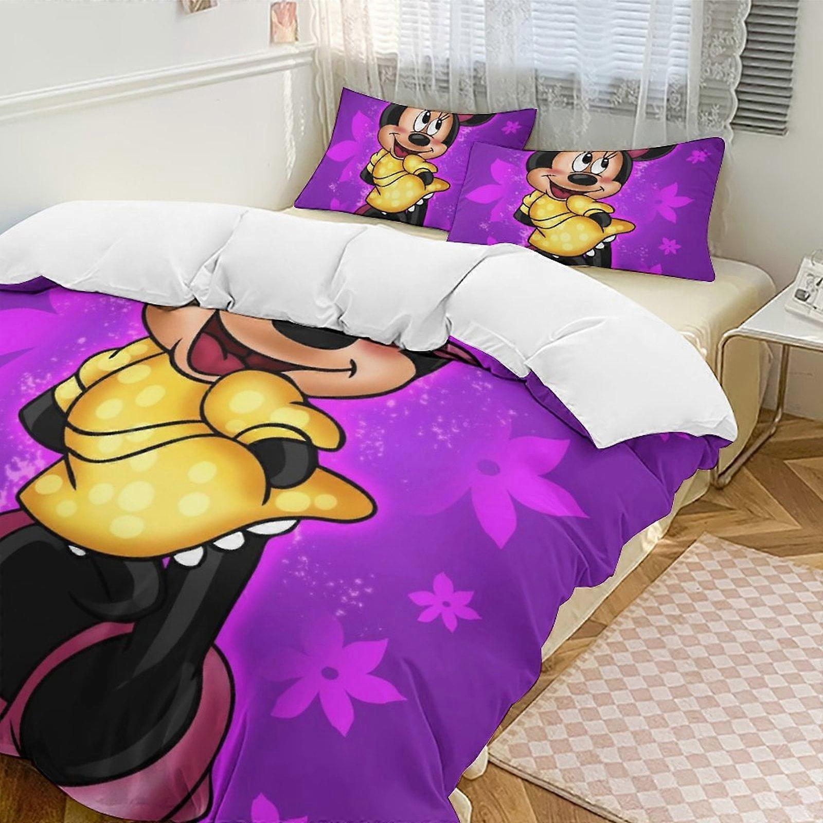 v4203  Bed Sheets Bedding Minnie MouseCartoon Collection 3-Piece Comforter Set, Personalized Bedding Decor for Kids And Teens  Bed Sheets  yuq4203