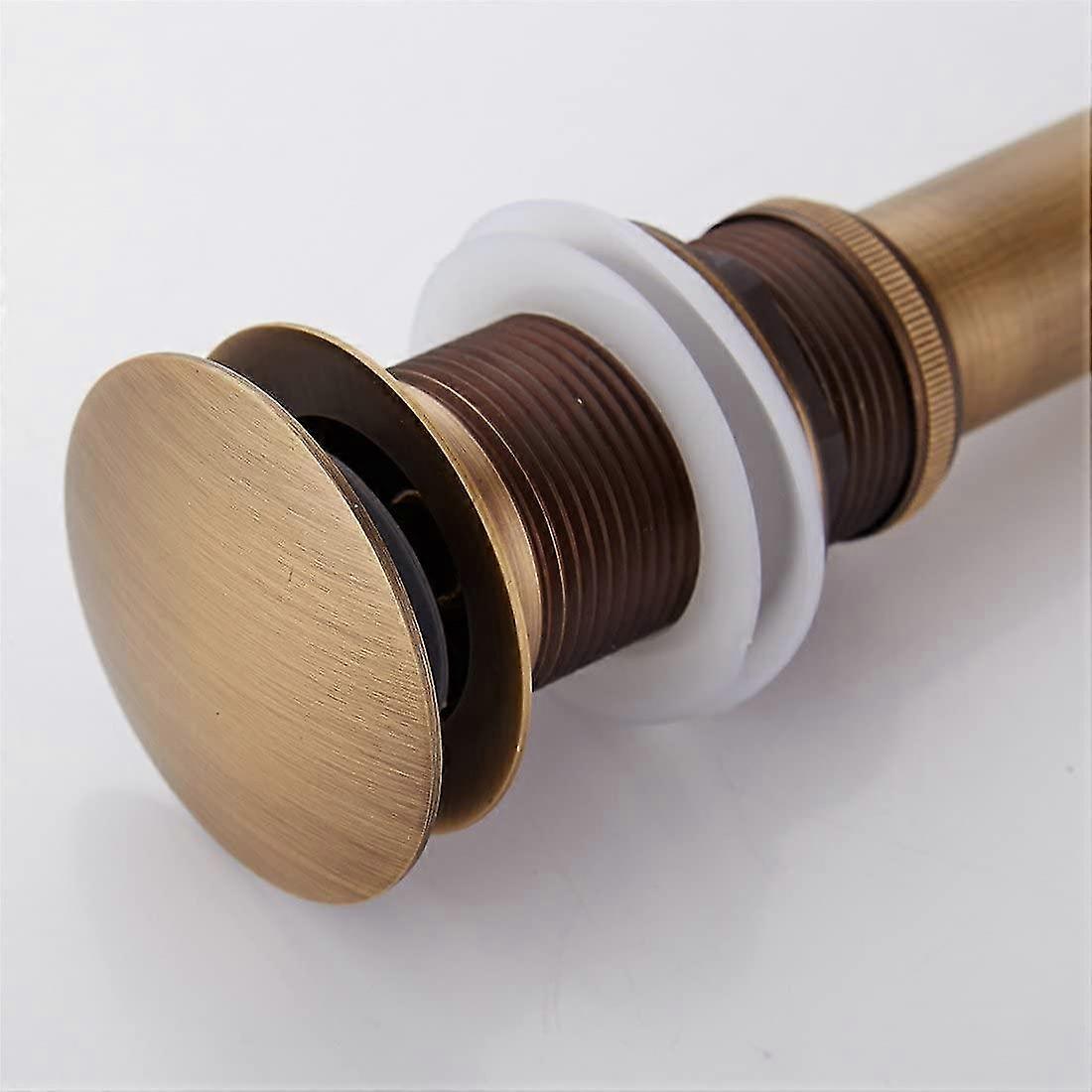 Retro Pop-up Sink Drain Stopper Click Clack Drain Without Overflow Universal Bronzed Brass Sink Drainer Valve Basin Siphon Without Overflow Hole Polis