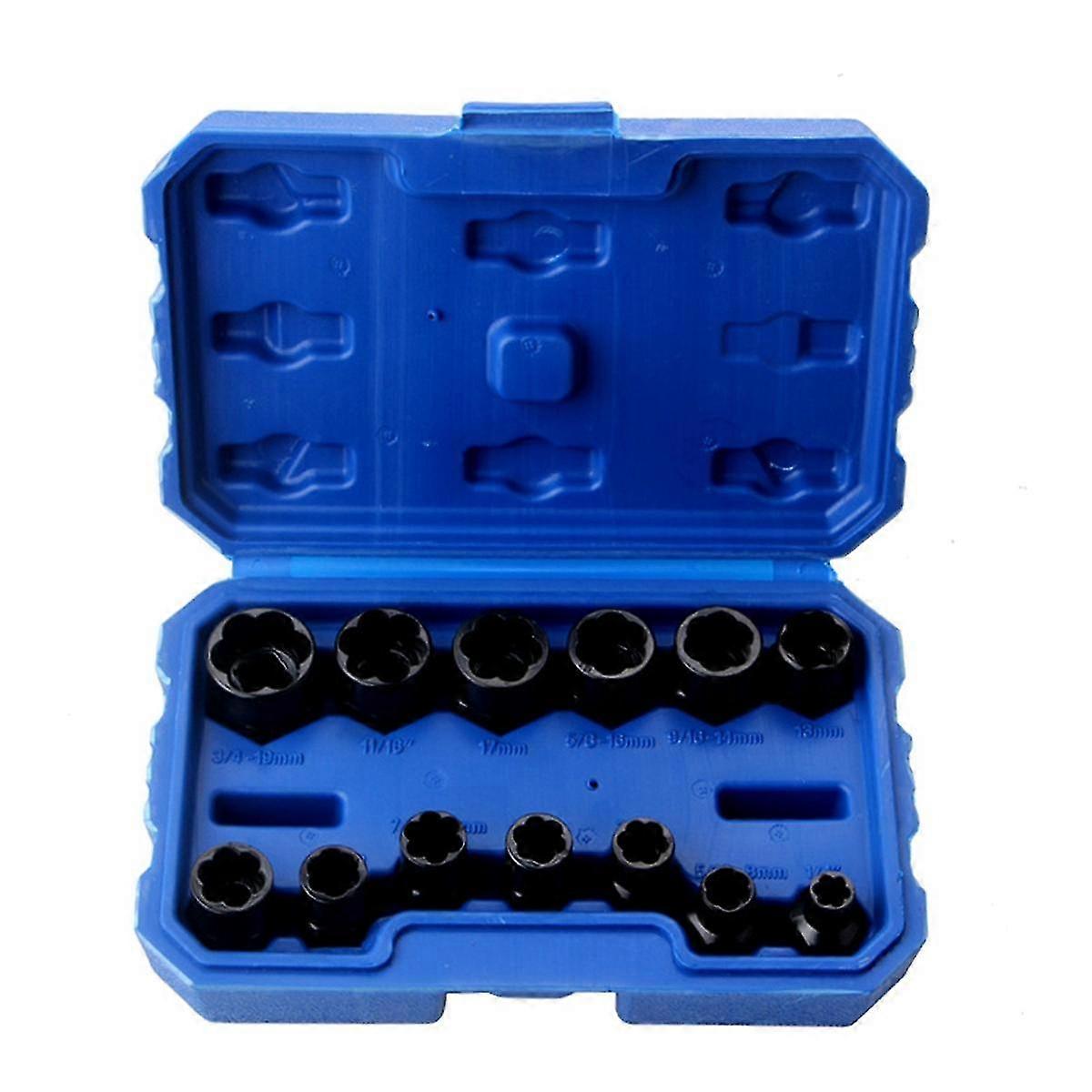 13 Pieces of Broken Nut Extractor Kit are Used to Remove Peeled, Freeze and Fillet Bolts, Nuts and