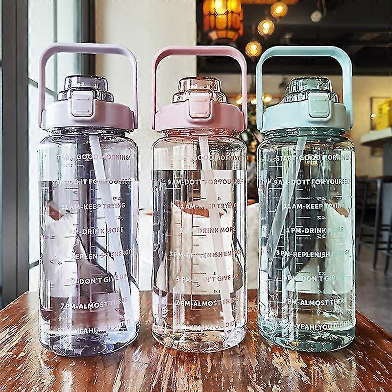 2l Portable Large Capacity Water Bottles Fitness Water Jug With Time Marker