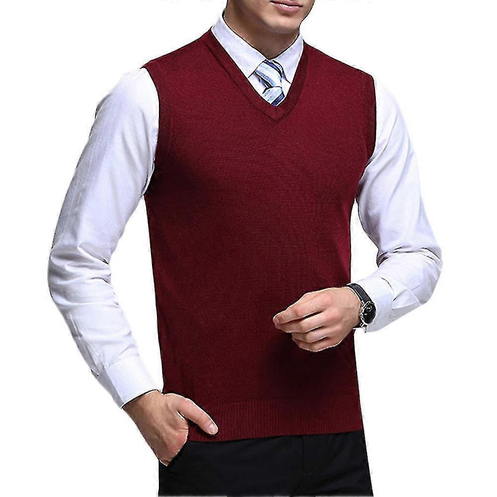 Herren Casual Classic Herbst V-Ausschnitt Solid Gestrickte Pullover Weste