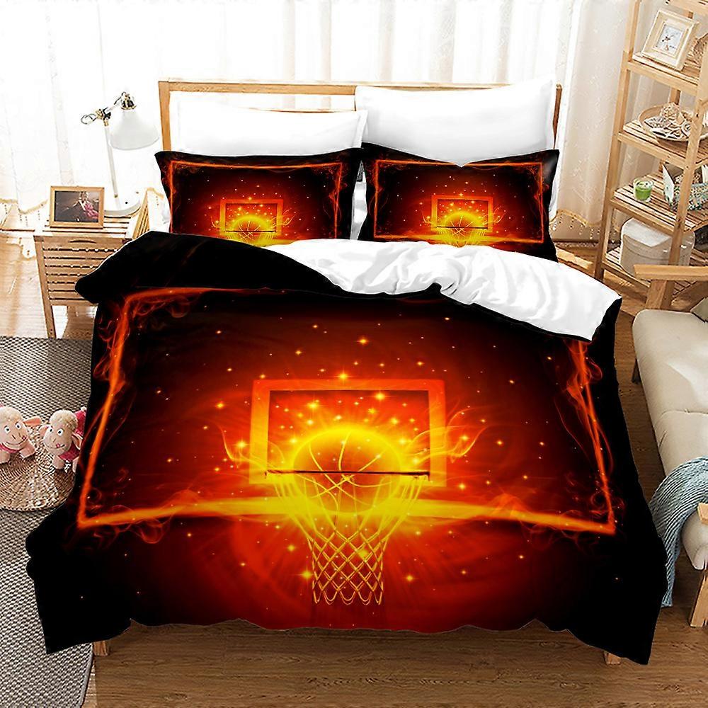 Flame Slam Feather Pattern Down Duvet Cover Two Piece Set 3D Printed Microfiber Bed Sheet Bedding Three Piece Set