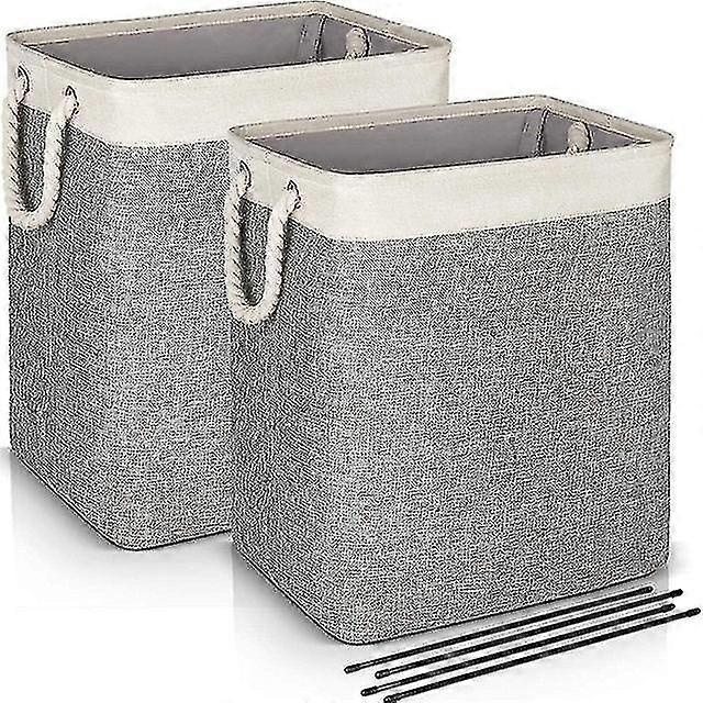 Laundry Basket With S 2 Pack, Collapsible Linen Laundry Hampers Built-in Lining With Detachable Brackets