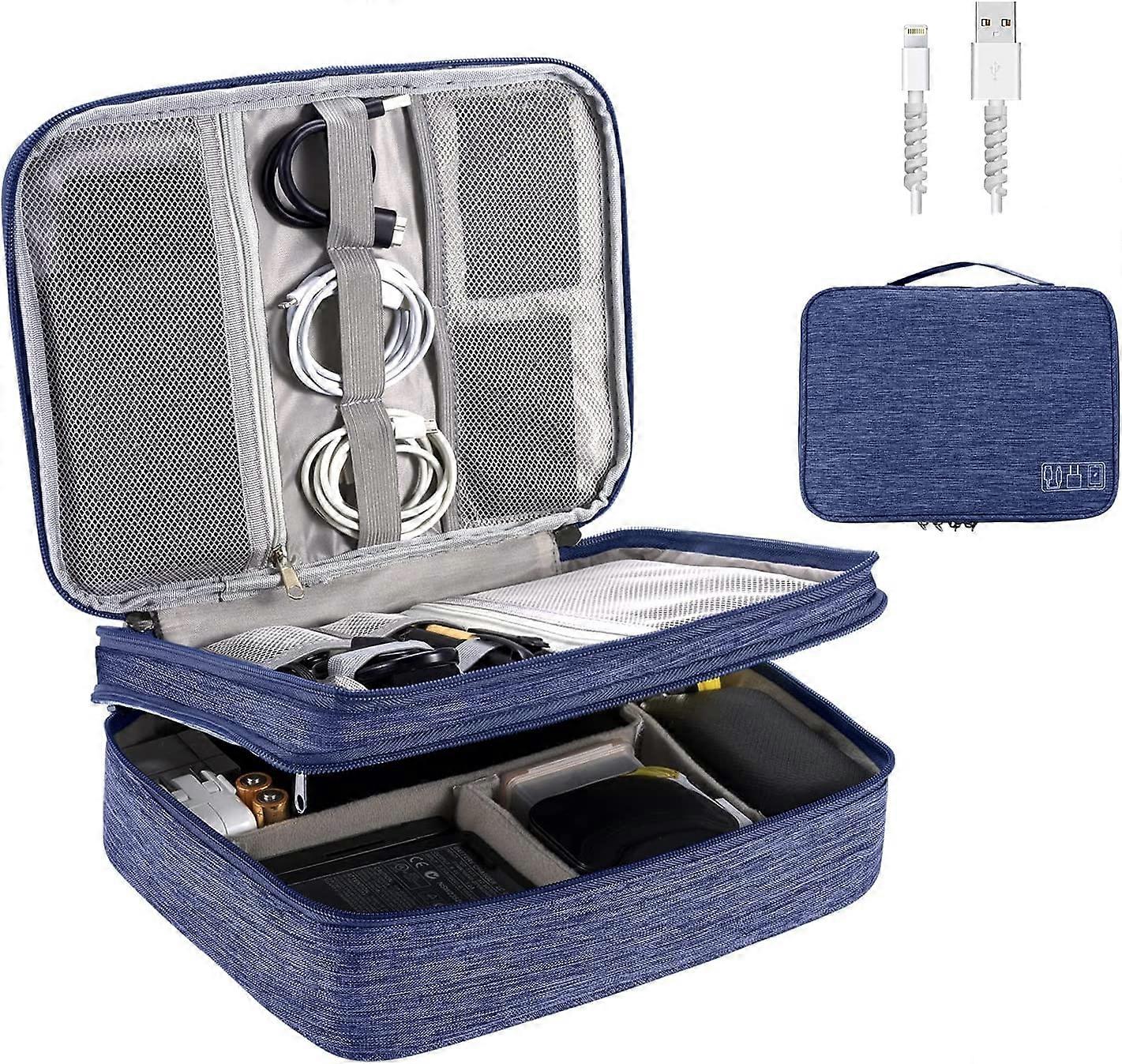 Multifunctional Electronics Bag Waterproof Portable Cable Bag for Tablet, External Hard Drive, Charger, Cables, Stuff, Adapters, Memory Cards, USB Cab