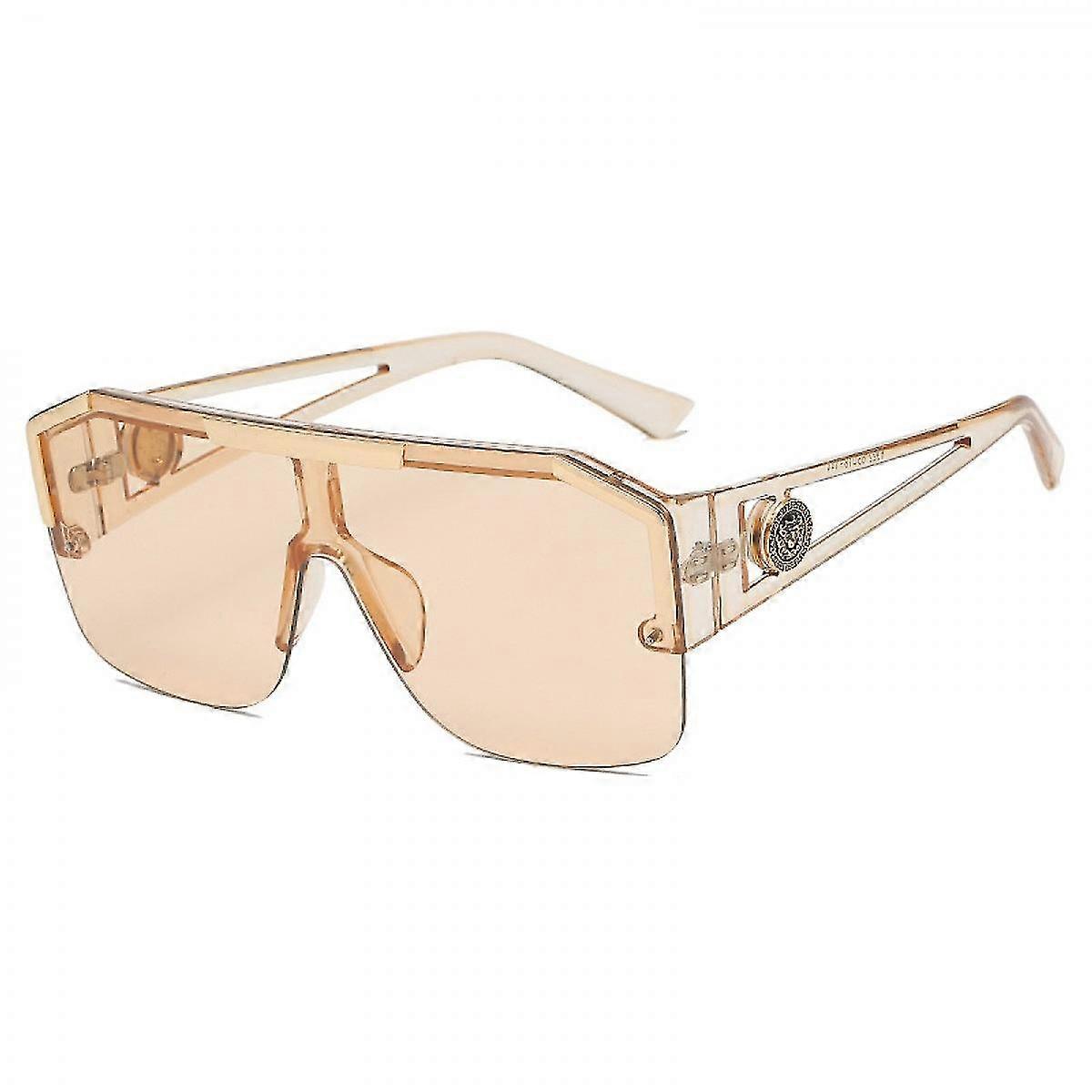 Square Flat Top Shield Occhiali da sole One Piece Frameless Stylish Women Men