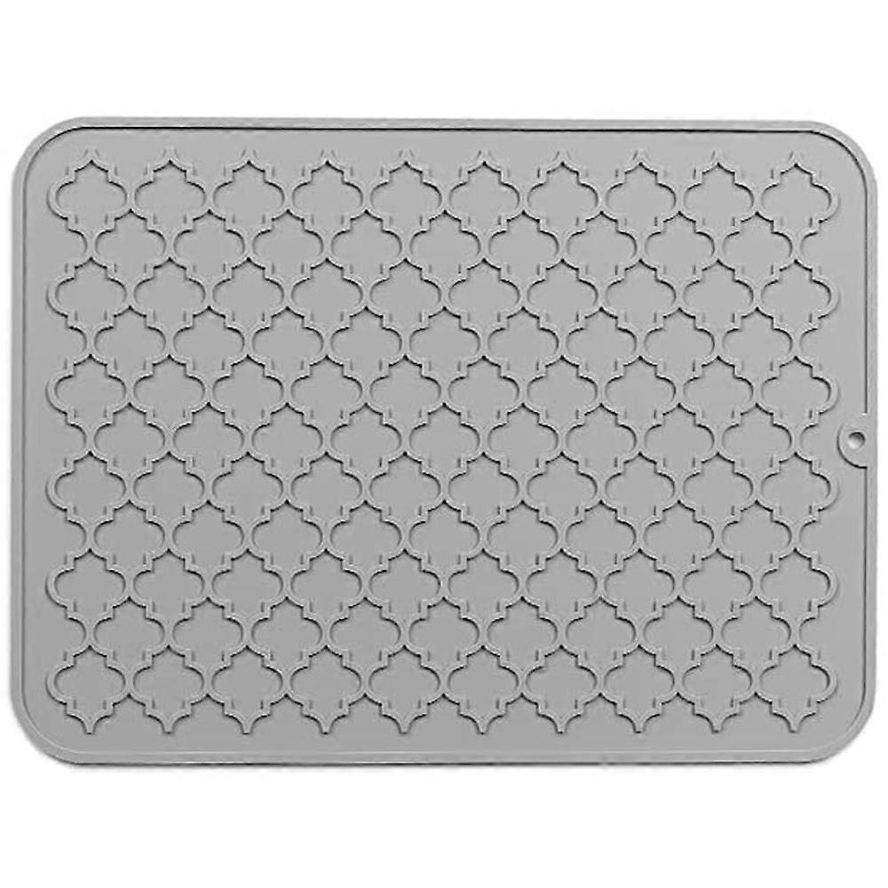 Silicone Dish Drying Mat for Multiple Usage, Easy clean, Eco-friendly, Heat-resistant Silicone Mat for Kitchen Counter or Sink, Grey