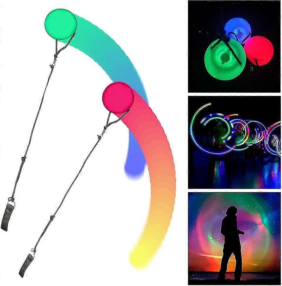 Pack Of 2 Improved Led Poi Balls, Poi Juggling Balls With Rainbow Colours And Strobe Effect,children And Adults