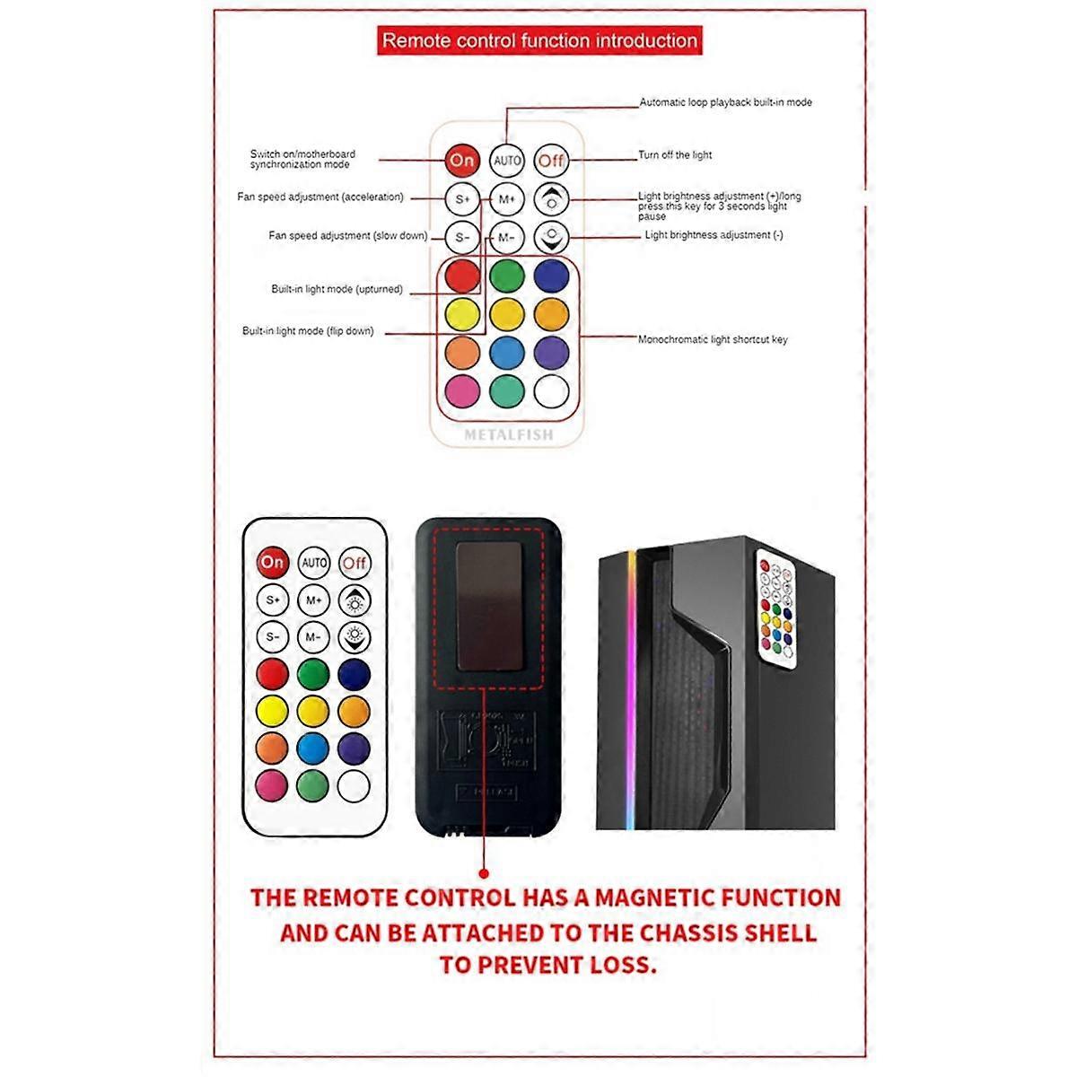 ARGB Fan HUB z 4-pinowym PWM do chłodzenia komputera SYNC CPU Radiator 5V 3-pinowy pasek świetlny LED Pilot zdalnego sterowania Czarny