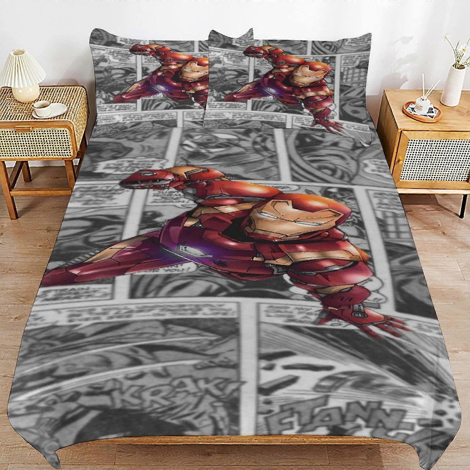 Bedding set NK628 Iron Man Bedding Sets Ultra Soft Skin-Friendly Duvet Cover 3 Piece, Cute Comforter Cover Bed Set PC628